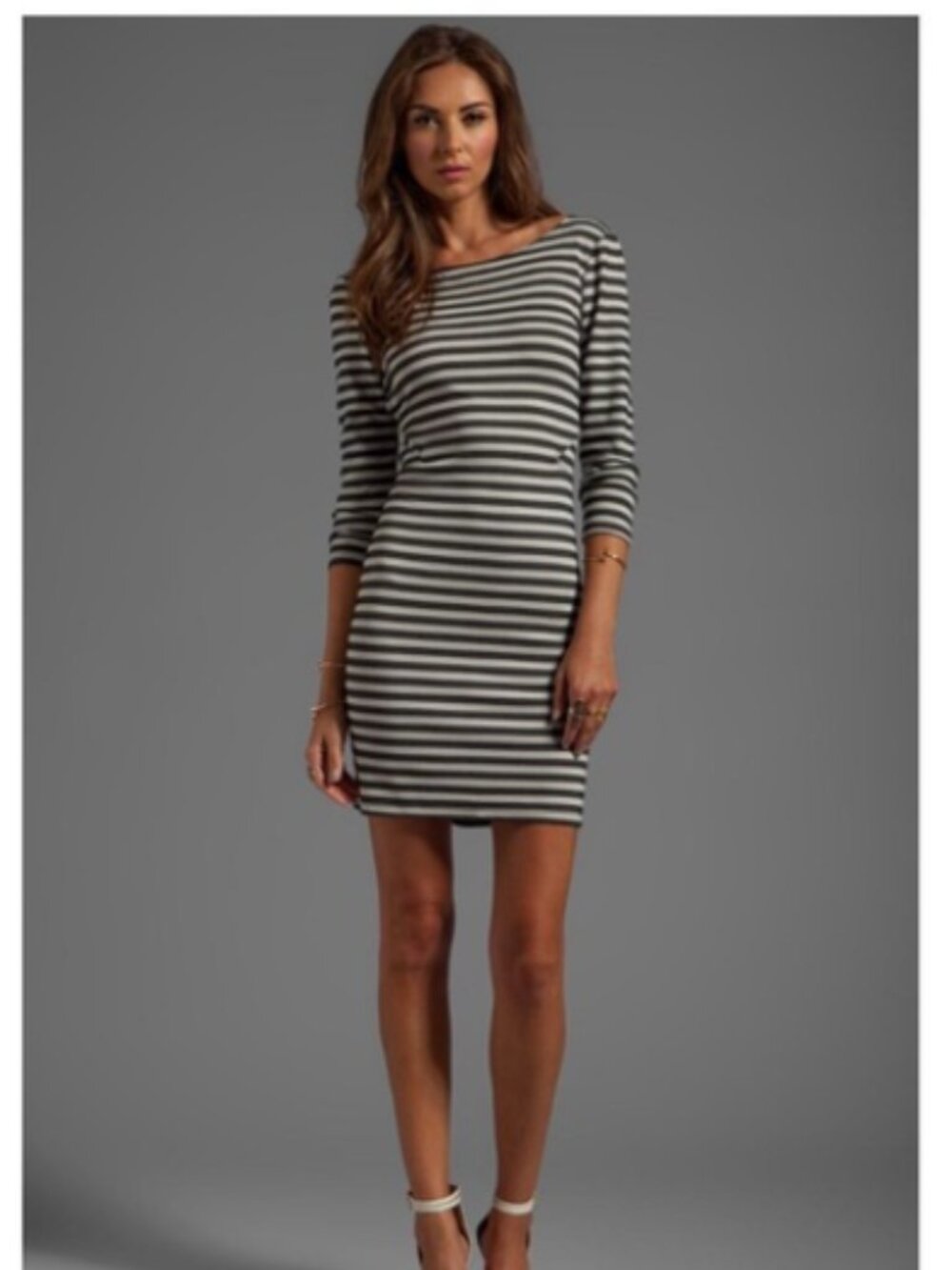 Rory Beca Bridge Stripe Criss Cross Back‎ Striped Dress - Black, Cream - Small